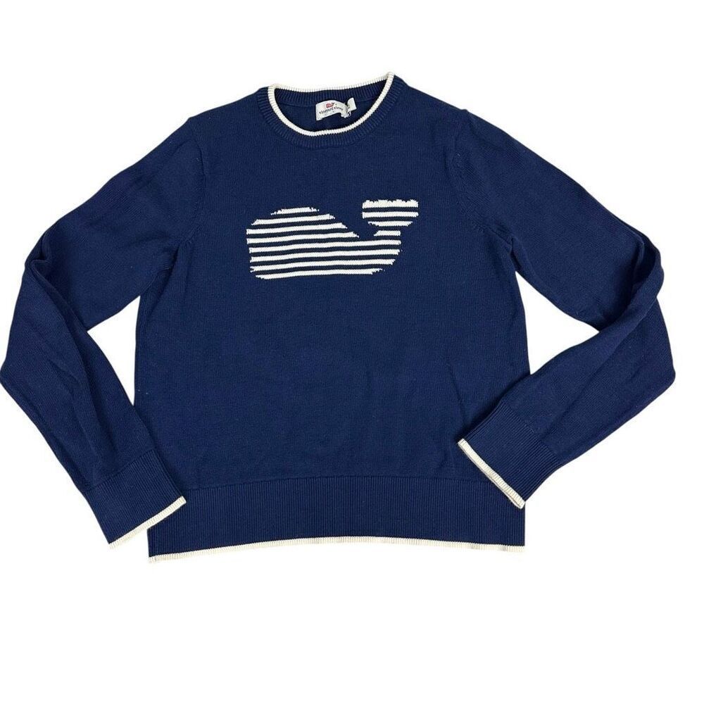 Vineyard Vines Girls Stripe Whale Instarsia Sweater XL /16